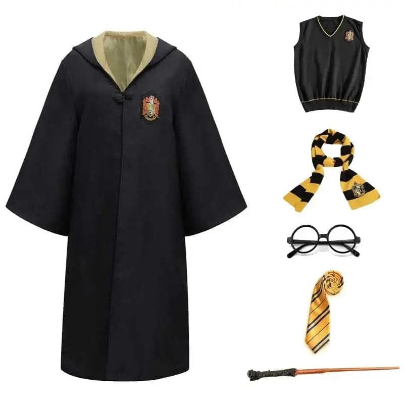 Wizard Costume Robe Hooded Embroidered Ankle Length