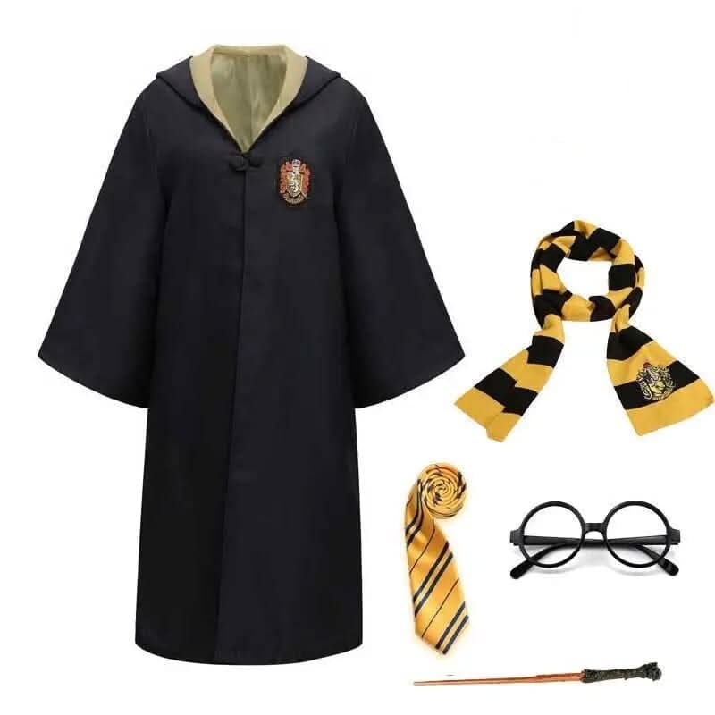 Wizard Costume Robe Hooded Embroidered Ankle Length