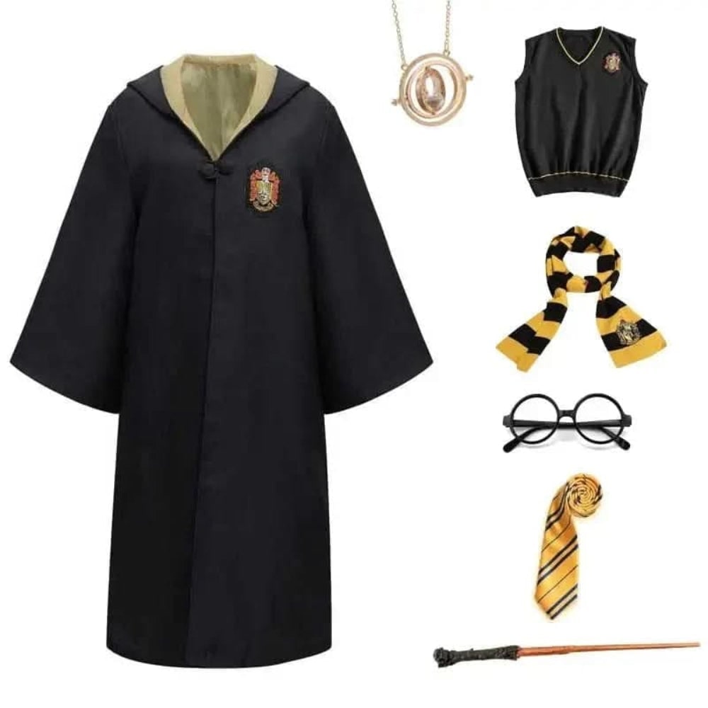 Wizard Robe Costume with Embroidered Crest and Hood