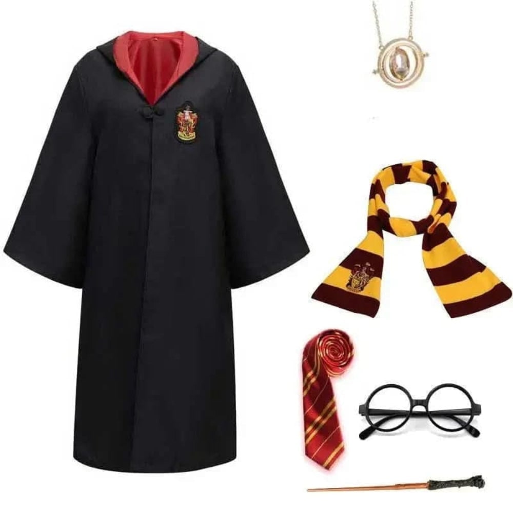 Wizard Robe Costume with Embroidered Crest and Hood