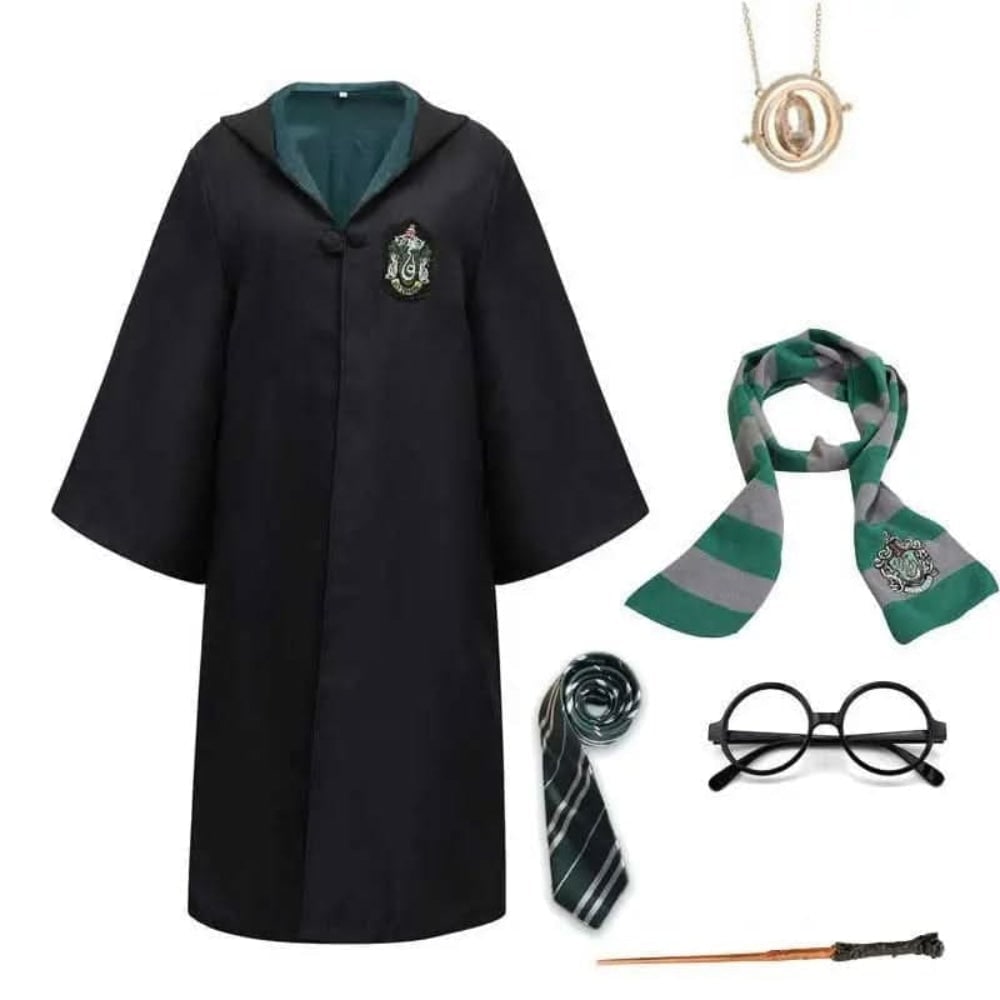 Wizard Robe Costume with Embroidered Crest and Hood