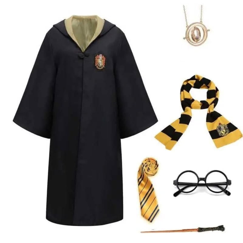 Wizard Robe Costume with Embroidered Crest and Hood