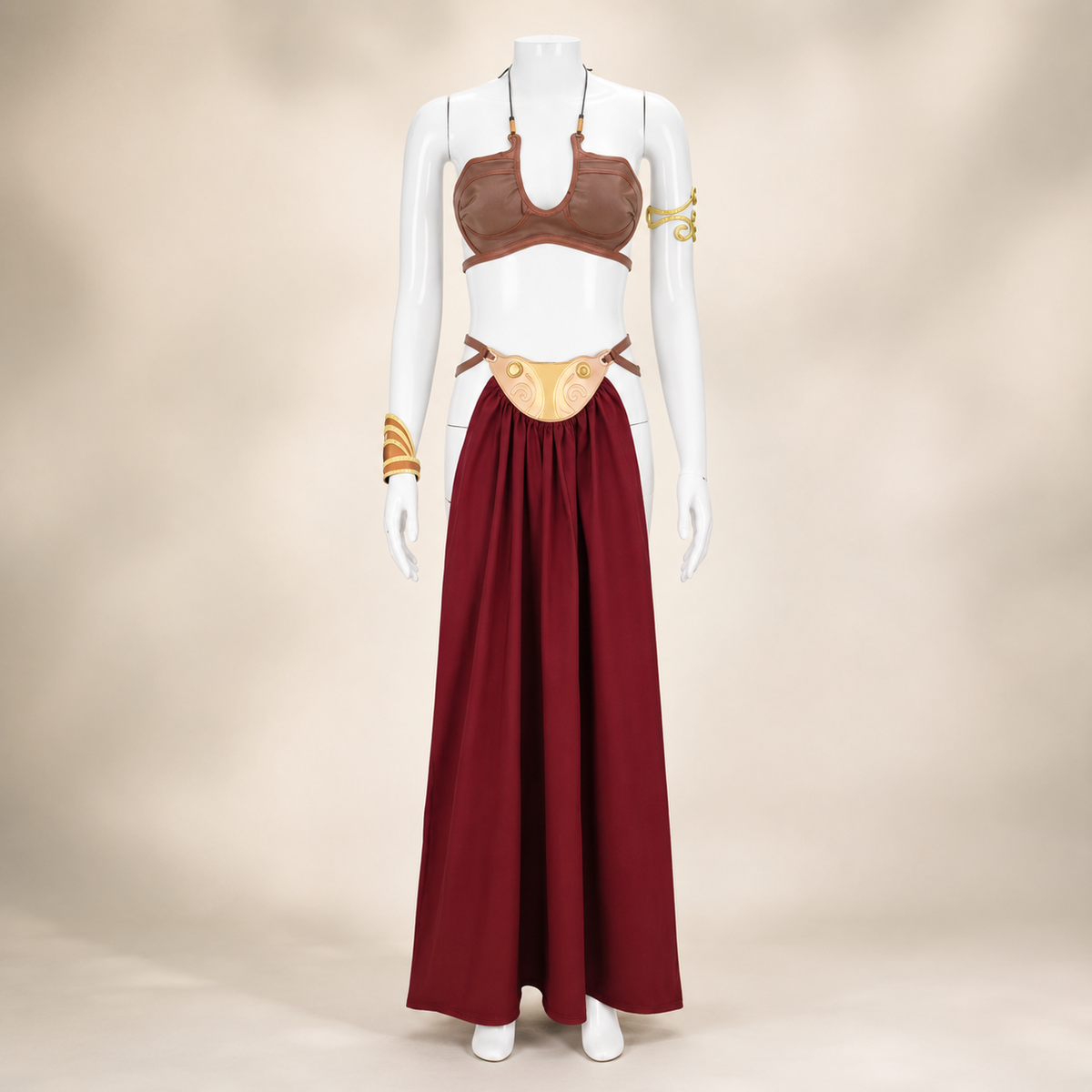 Women's Halloween Cosplay Princess Costume Dress with Satin Cape and Halter Neck for Fantasy Events