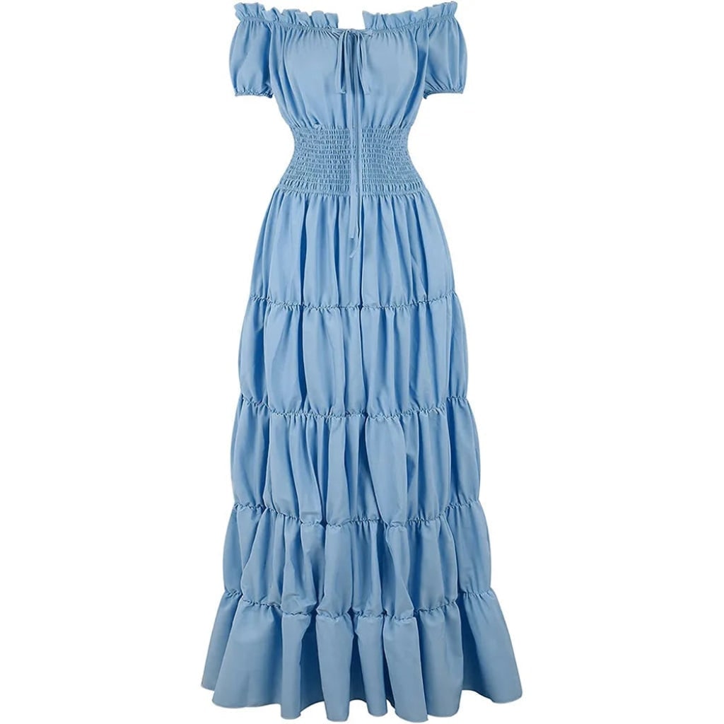 Women's Halloween Maxi Dress Off-Shoulder Boho Peasant with Smocked Waist Dresses