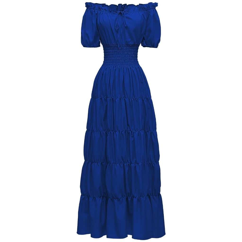 Women's Halloween Maxi Dress Off-Shoulder Boho Peasant with Smocked Waist Dresses