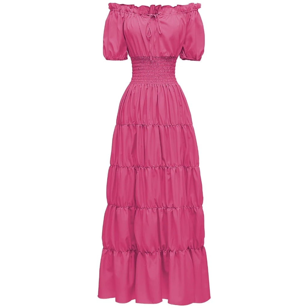 Women's Halloween Maxi Dress Off-Shoulder Boho Peasant with Smocked Waist Dresses