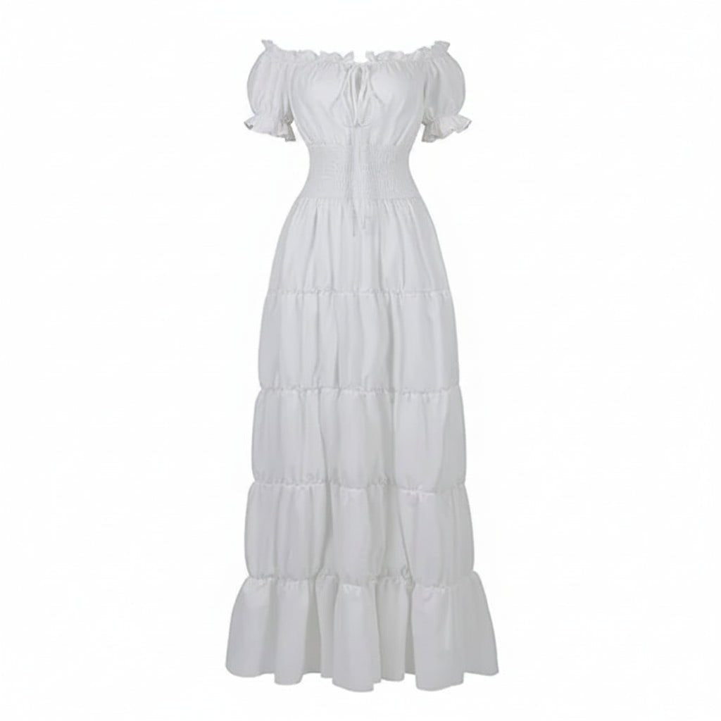 Women's Halloween Maxi Dress Off-Shoulder Boho Peasant with Smocked Waist Dresses