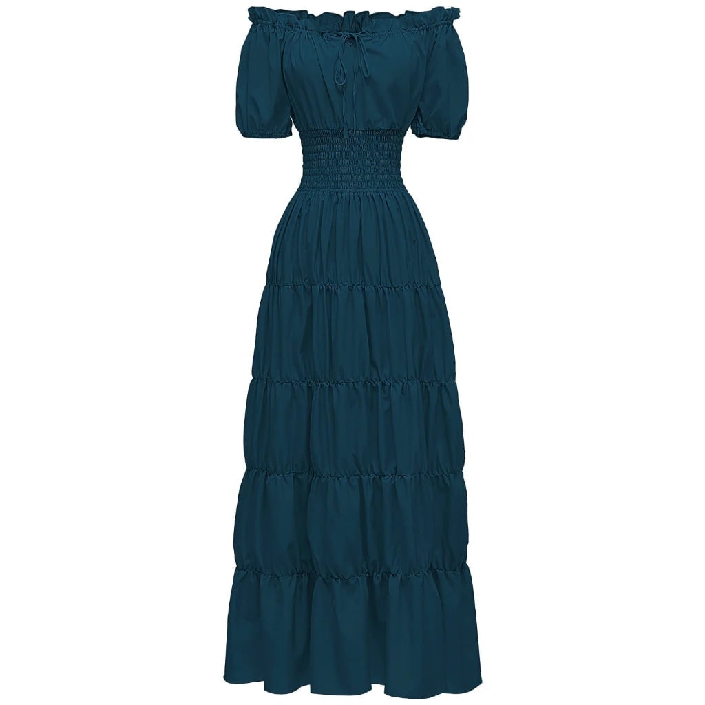 Women's Halloween Maxi Dress Off-Shoulder Boho Peasant with Smocked Waist Dresses